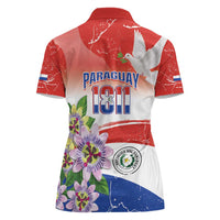 Paraguay 1811 Independence Day Women Polo Shirt Grunge Flag Mix Passion Flowers