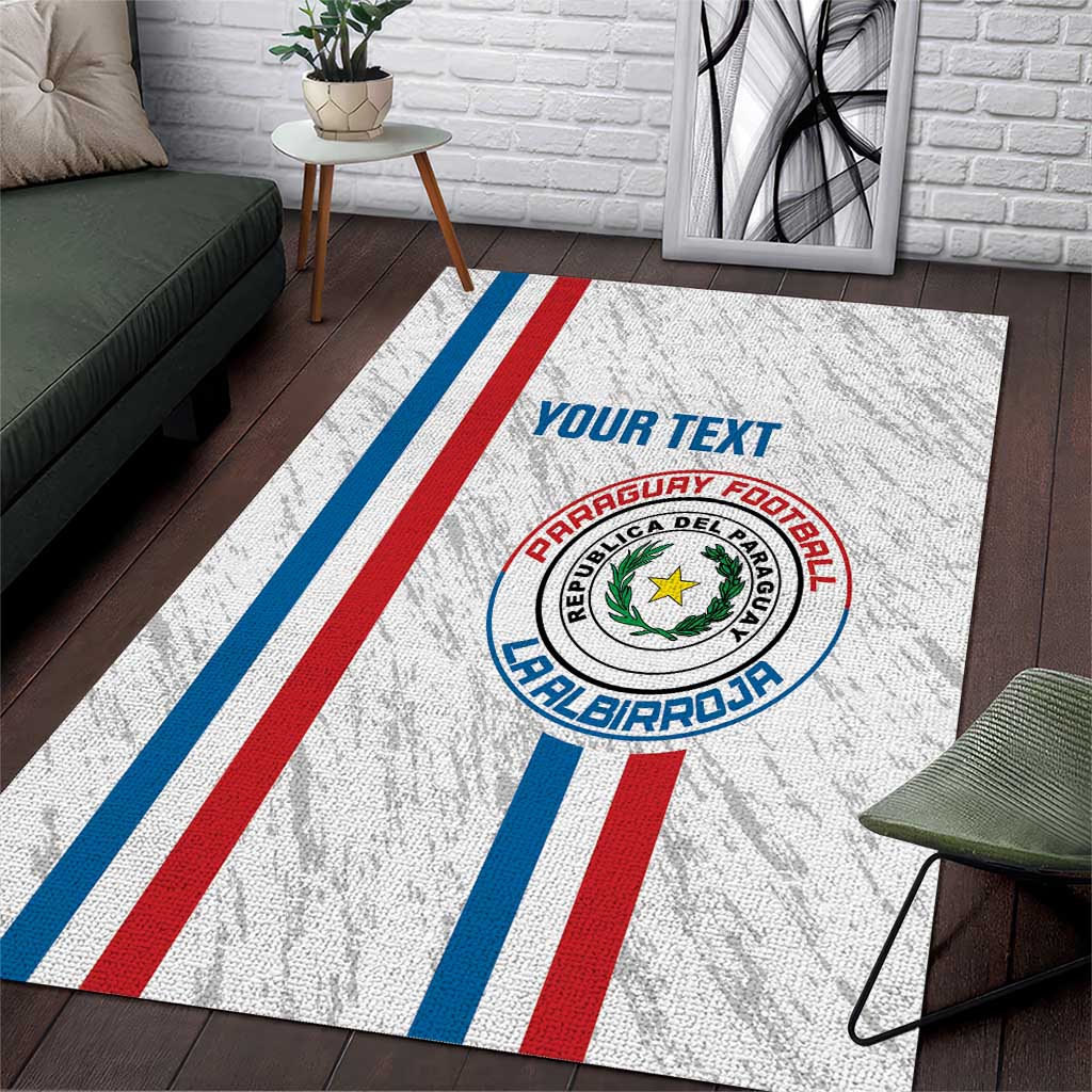 Custom Paraguay Football Area Rug Vamos Albirroja