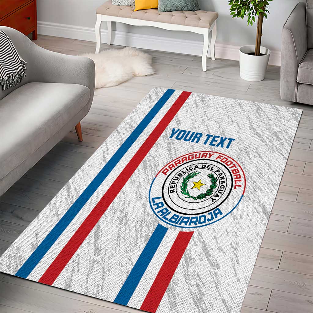 Custom Paraguay Football Area Rug Vamos Albirroja