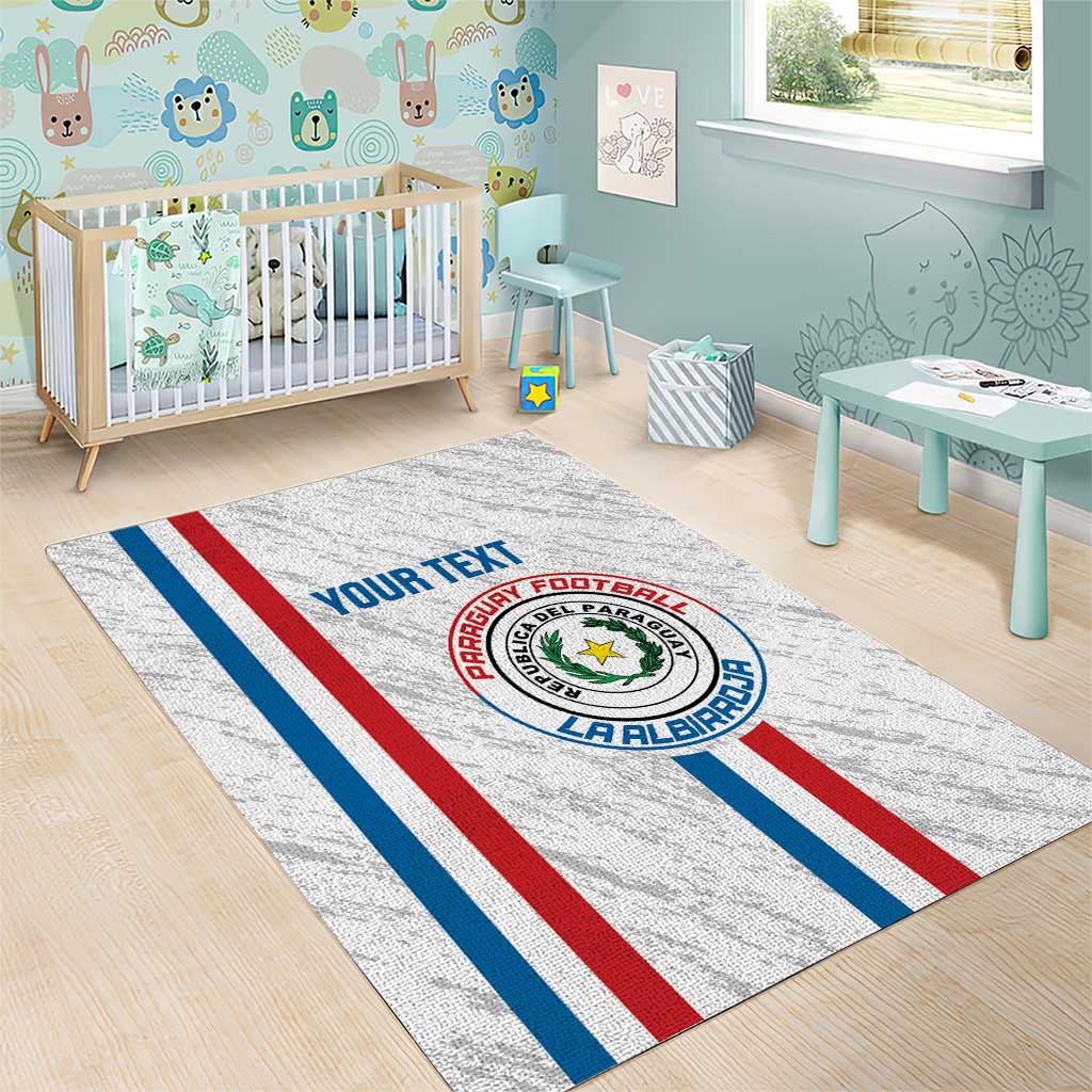 Custom Paraguay Football Area Rug Vamos Albirroja