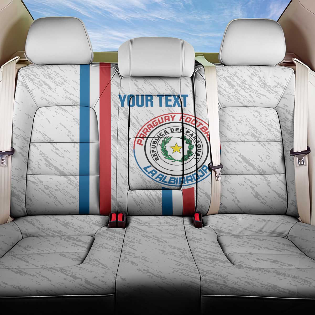 Custom Paraguay Football Back Car Seat Cover Vamos Albirroja