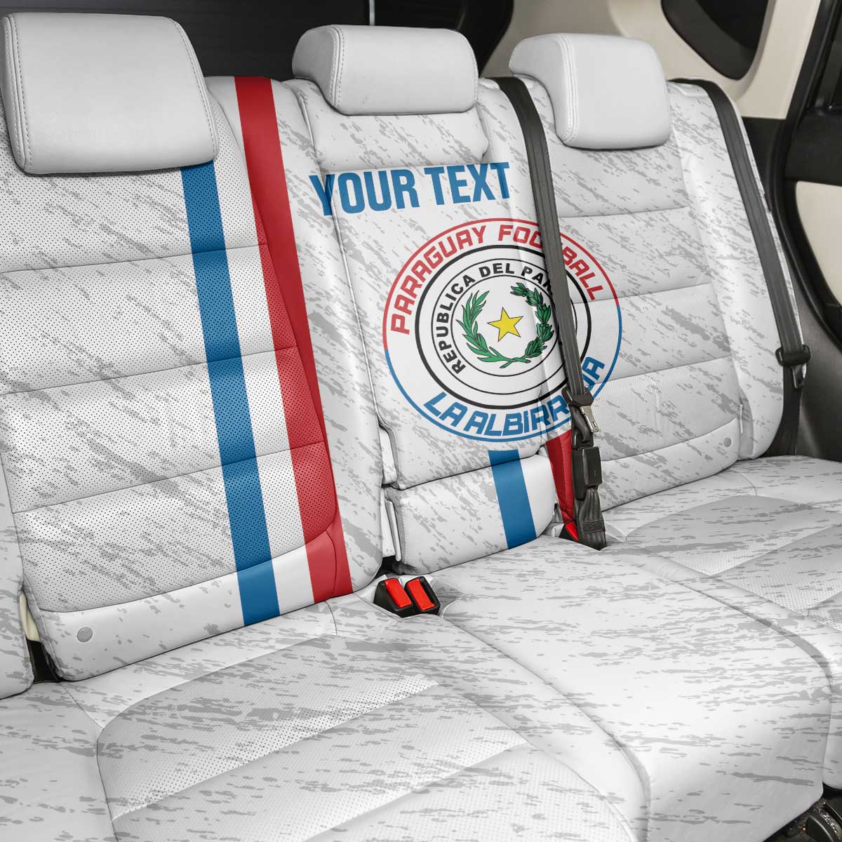 Custom Paraguay Football Back Car Seat Cover Vamos Albirroja