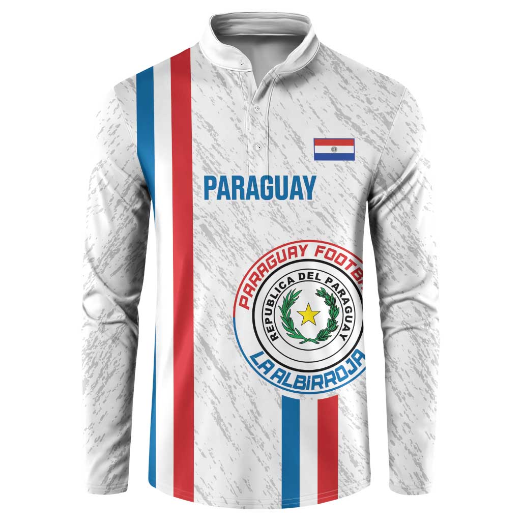 Custom Paraguay Football Button Sweatshirt Vamos Albirroja