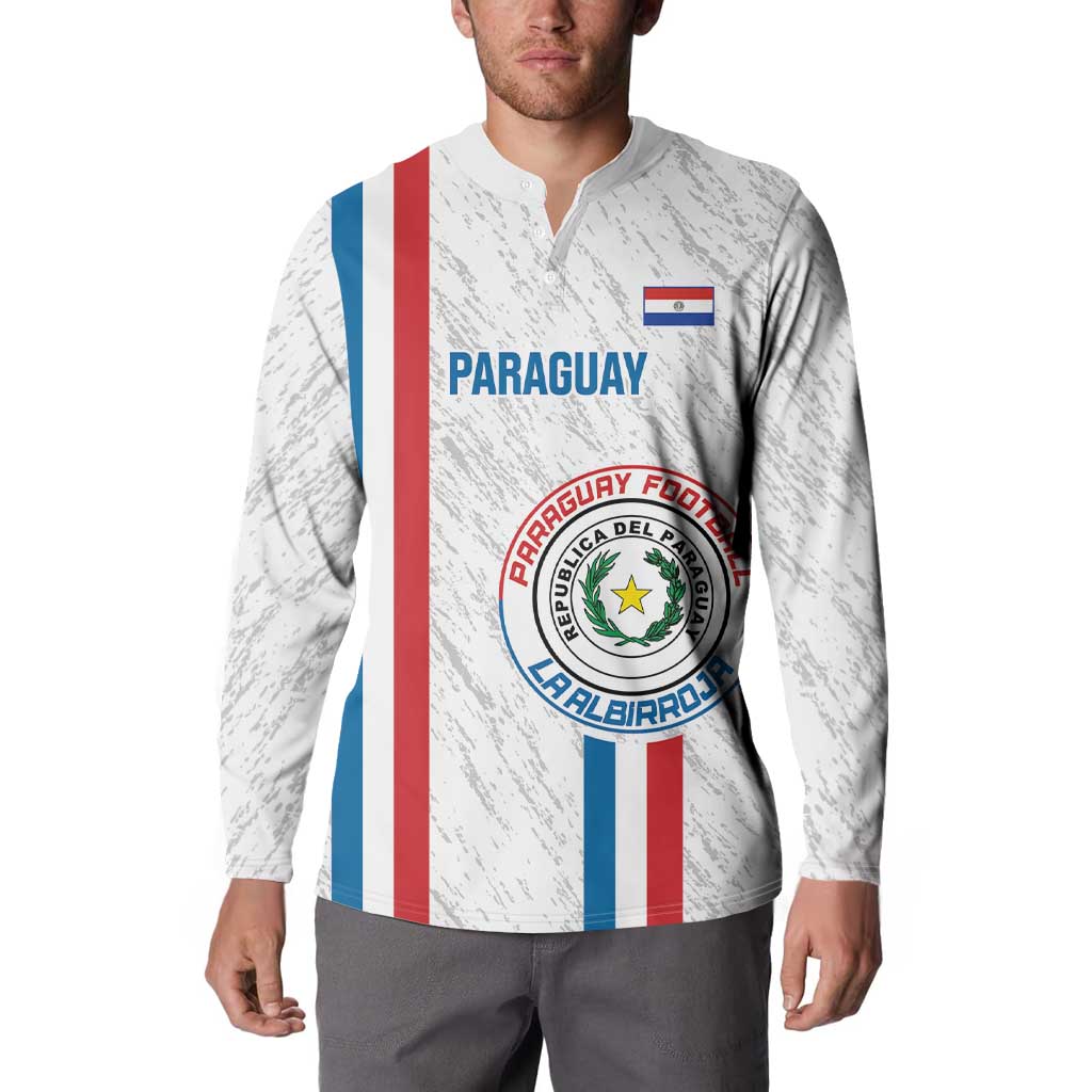 Custom Paraguay Football Button Sweatshirt Vamos Albirroja