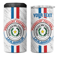 Custom Paraguay Football 4 in 1 Can Cooler Tumbler Vamos Albirroja