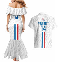 Custom Paraguay Football Couples Matching Mermaid Dress and Hawaiian Shirt Vamos Albirroja