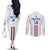 Custom Paraguay Football Couples Matching Off The Shoulder Long Sleeve Dress and Long Sleeve Button Shirt Vamos Albirroja