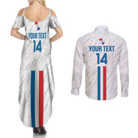 Custom Paraguay Football Couples Matching Summer Maxi Dress and Long Sleeve Button Shirt Vamos Albirroja