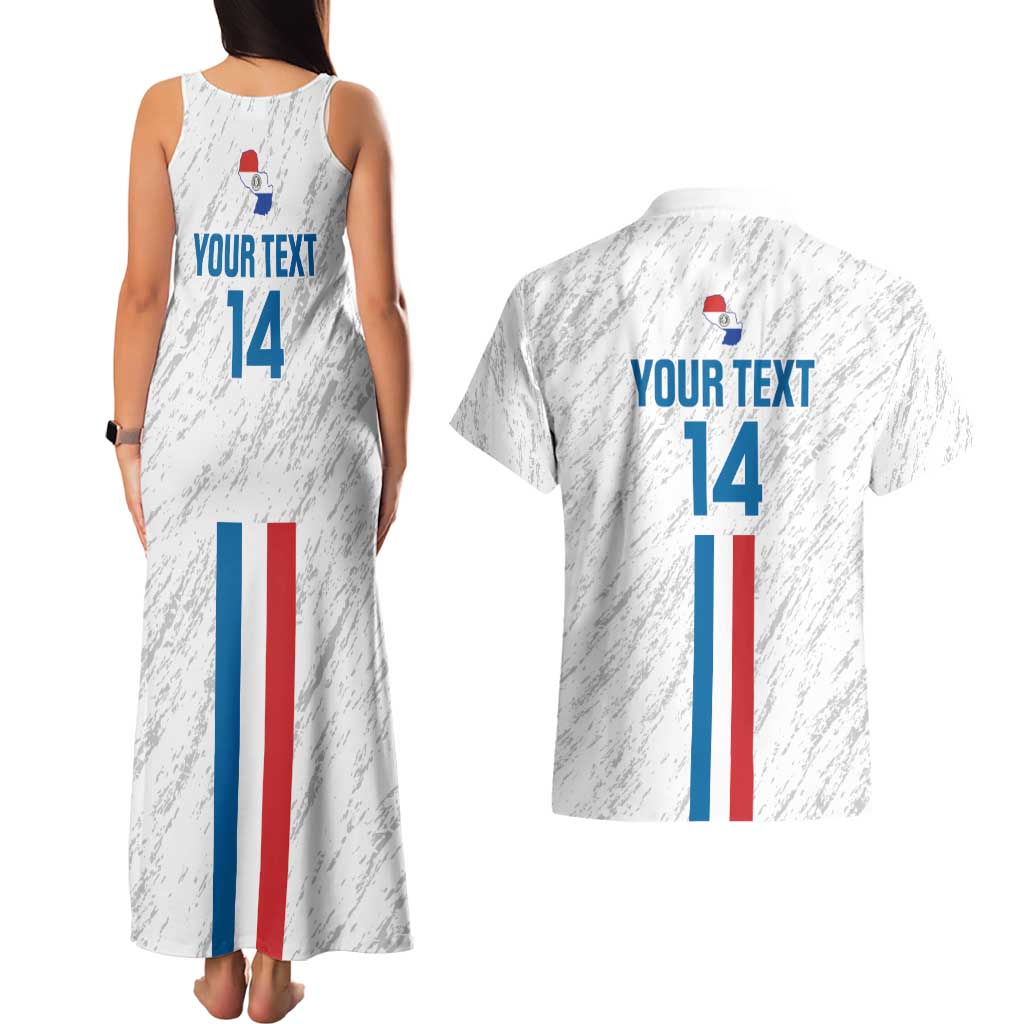 Custom Paraguay Football Couples Matching Tank Maxi Dress and Hawaiian Shirt Vamos Albirroja