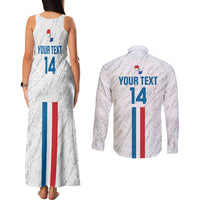 Custom Paraguay Football Couples Matching Tank Maxi Dress and Long Sleeve Button Shirt Vamos Albirroja
