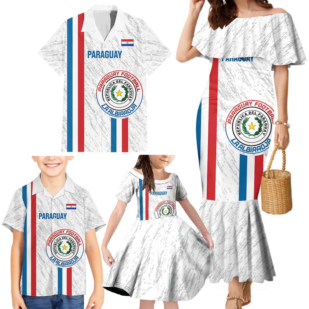 Custom Paraguay Football Family Matching Mermaid Dress and Hawaiian Shirt Vamos Albirroja