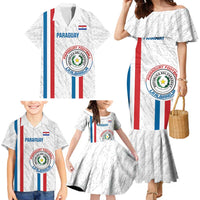 Custom Paraguay Football Family Matching Mermaid Dress and Hawaiian Shirt Vamos Albirroja