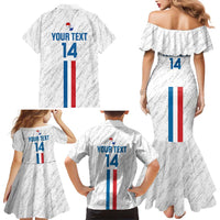Custom Paraguay Football Family Matching Mermaid Dress and Hawaiian Shirt Vamos Albirroja