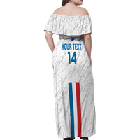 Custom Paraguay Football Family Matching Off Shoulder Maxi Dress and Hawaiian Shirt Vamos Albirroja