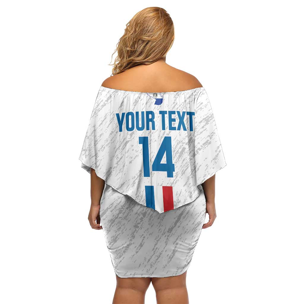 Custom Paraguay Football Family Matching Off Shoulder Short Dress and Hawaiian Shirt Vamos Albirroja