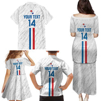 Custom Paraguay Football Family Matching Puletasi and Hawaiian Shirt Vamos Albirroja