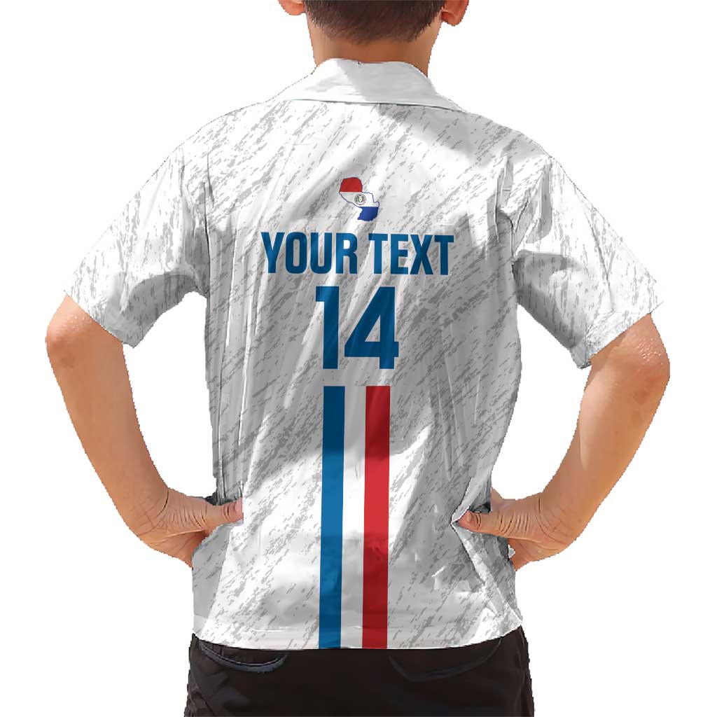 Custom Paraguay Football Family Matching Short Sleeve Bodycon Dress and Hawaiian Shirt Vamos Albirroja