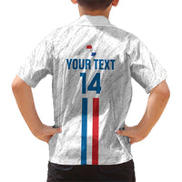 Custom Paraguay Football Family Matching Short Sleeve Bodycon Dress and Hawaiian Shirt Vamos Albirroja