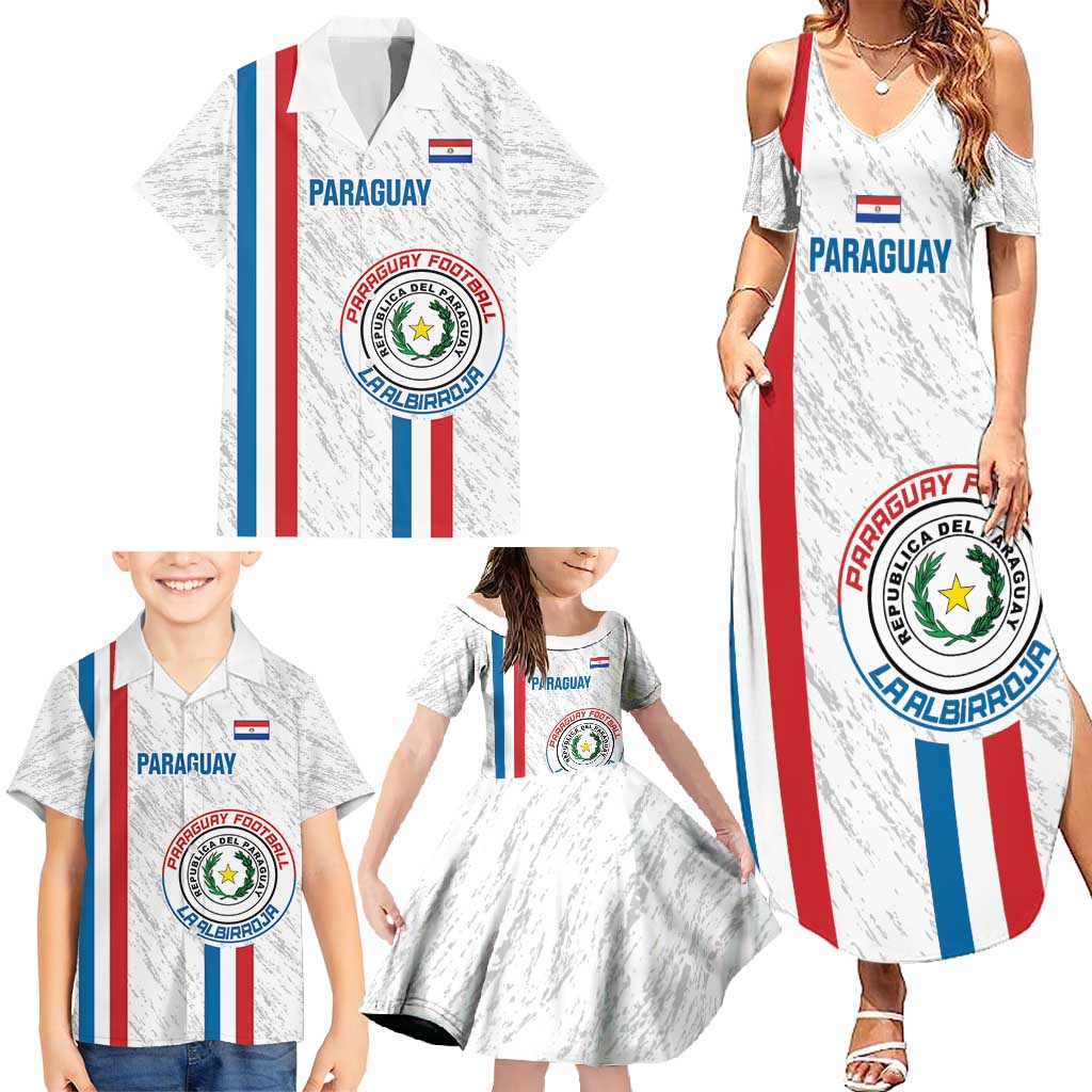 Custom Paraguay Football Family Matching Summer Maxi Dress and Hawaiian Shirt Vamos Albirroja