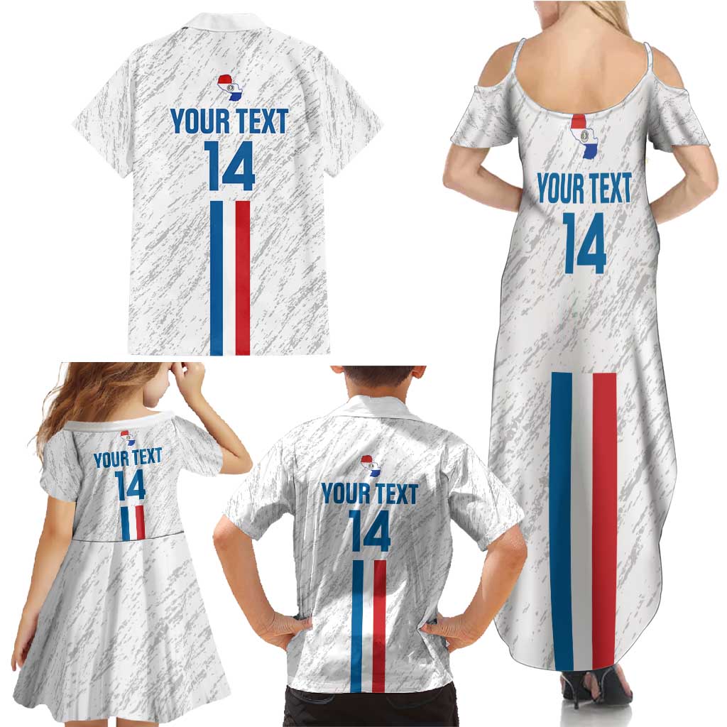 Custom Paraguay Football Family Matching Summer Maxi Dress and Hawaiian Shirt Vamos Albirroja