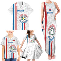 Custom Paraguay Football Family Matching Tank Maxi Dress and Hawaiian Shirt Vamos Albirroja
