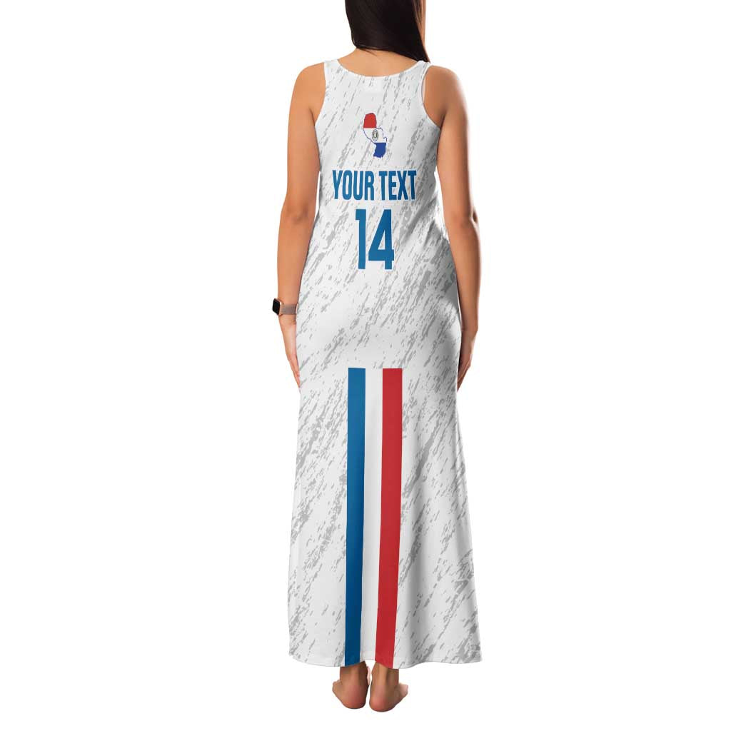 Custom Paraguay Football Family Matching Tank Maxi Dress and Hawaiian Shirt Vamos Albirroja