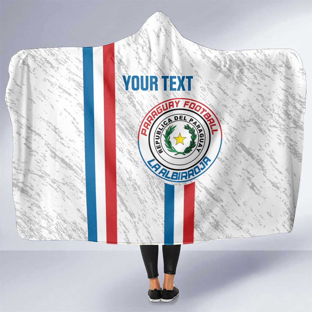 Custom Paraguay Football Hooded Blanket Vamos Albirroja