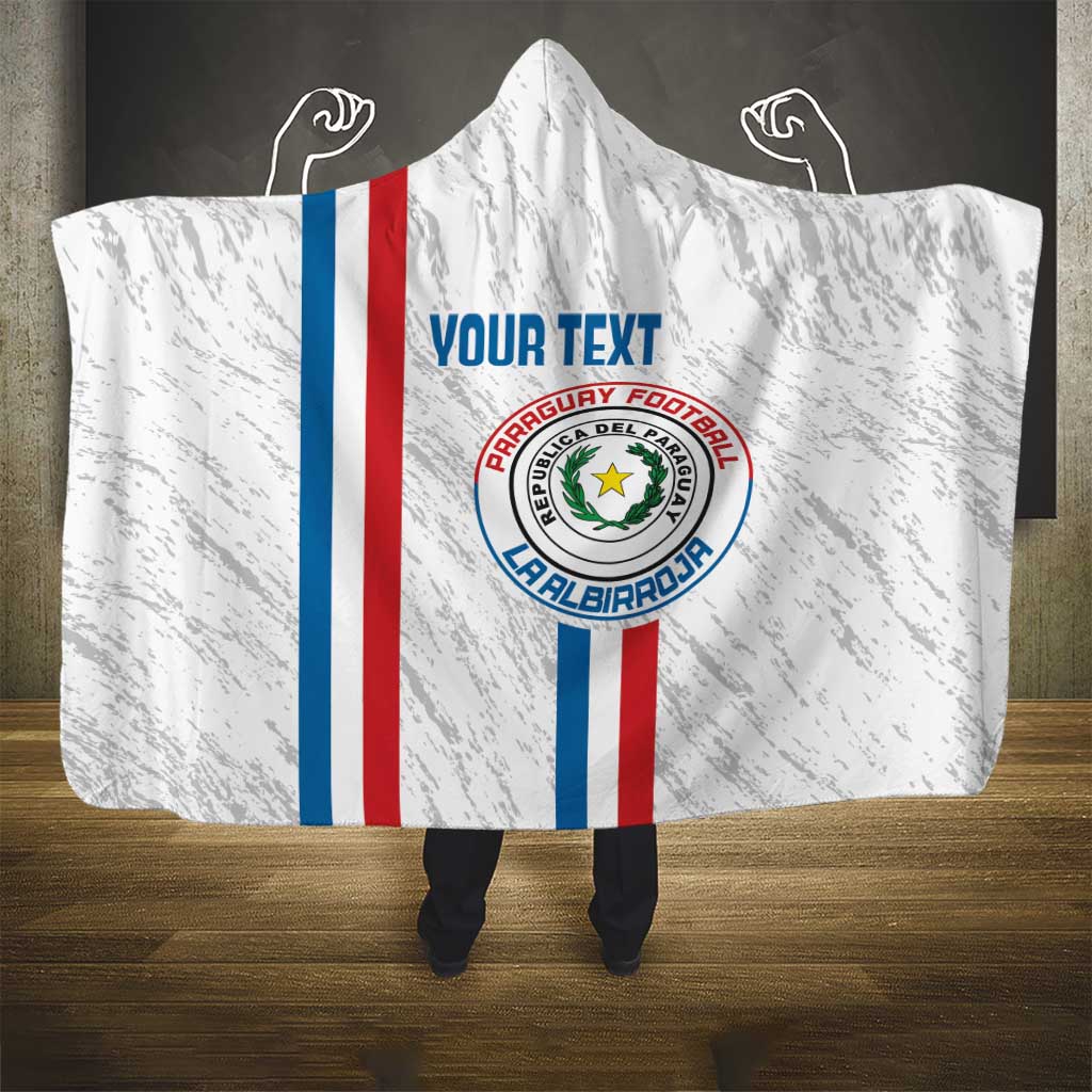 Custom Paraguay Football Hooded Blanket Vamos Albirroja