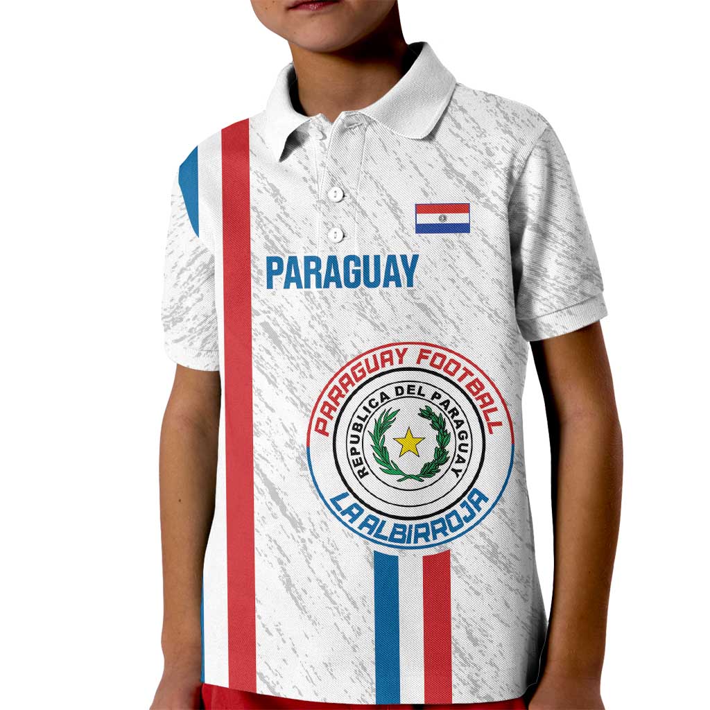 Custom Paraguay Football Kid Polo Shirt Vamos Albirroja