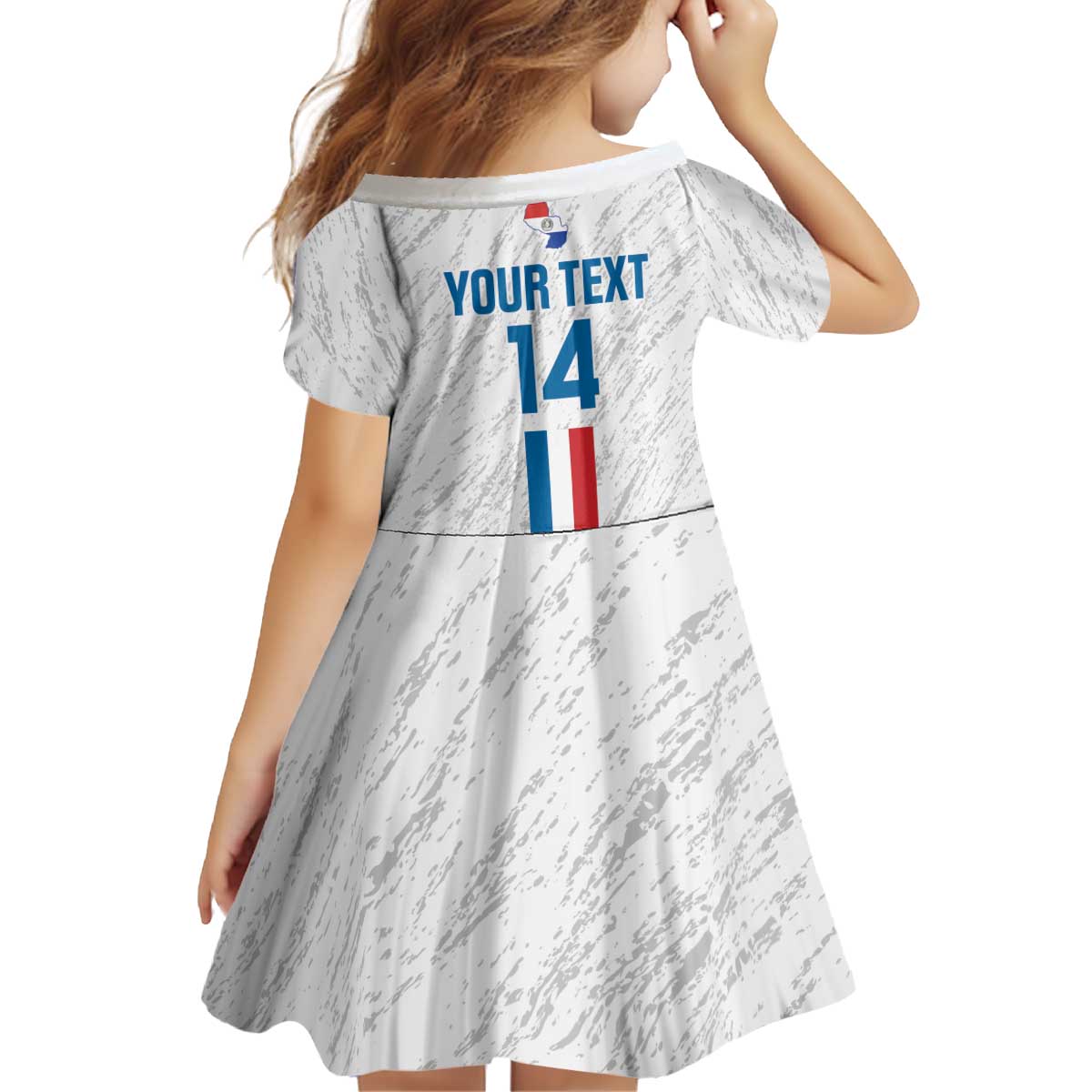 Custom Paraguay Football Kid Short Sleeve Dress Vamos Albirroja