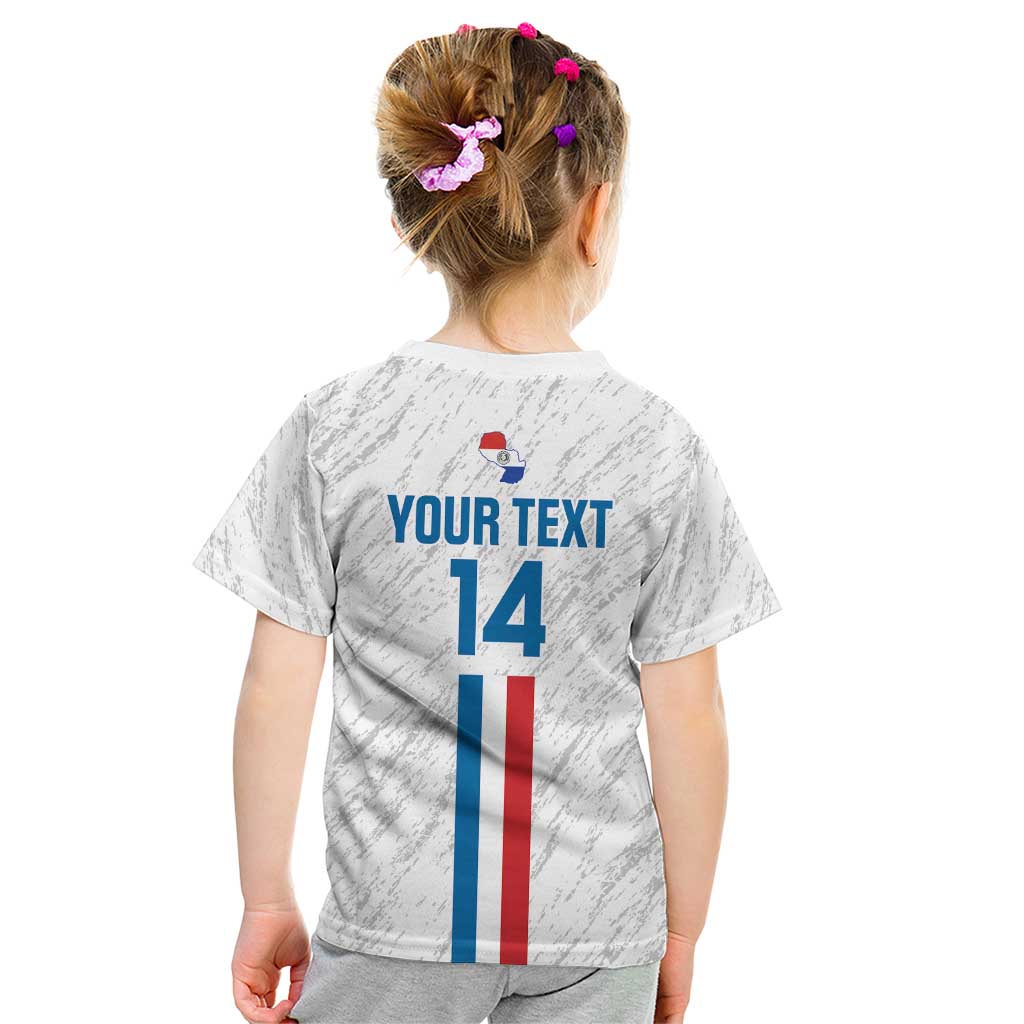 Custom Paraguay Football Kid T Shirt Vamos Albirroja