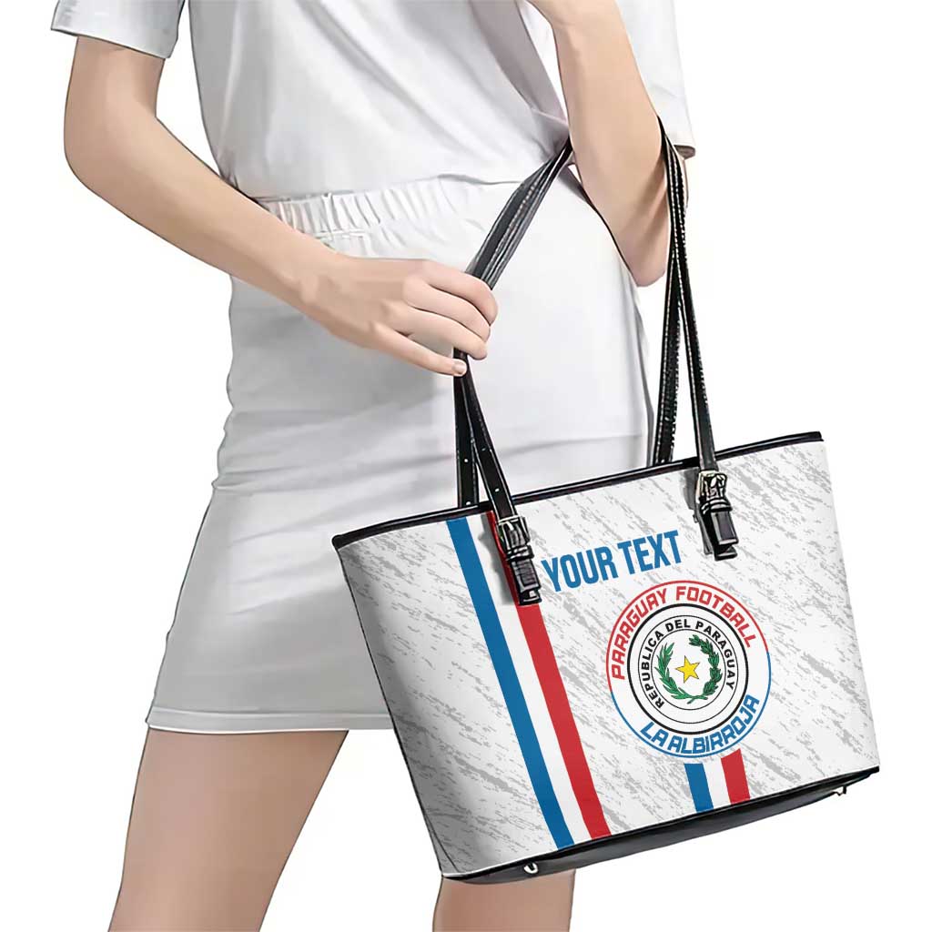 Custom Paraguay Football Leather Tote Bag Vamos Albirroja