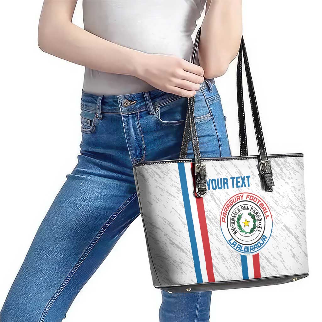 Custom Paraguay Football Leather Tote Bag Vamos Albirroja