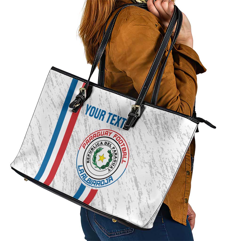 Custom Paraguay Football Leather Tote Bag Vamos Albirroja