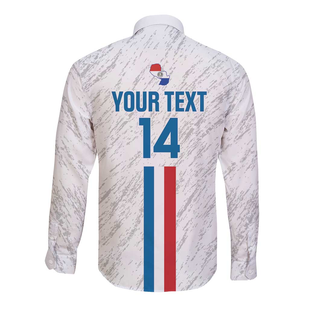 Custom Paraguay Football Long Sleeve Button Shirt Vamos Albirroja