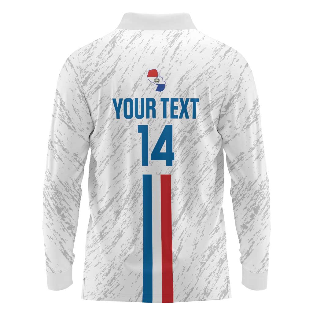 Custom Paraguay Football Long Sleeve Polo Shirt Vamos Albirroja