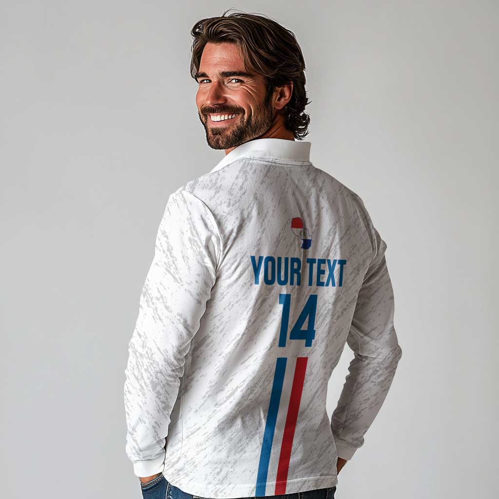 Custom Paraguay Football Long Sleeve Polo Shirt Vamos Albirroja
