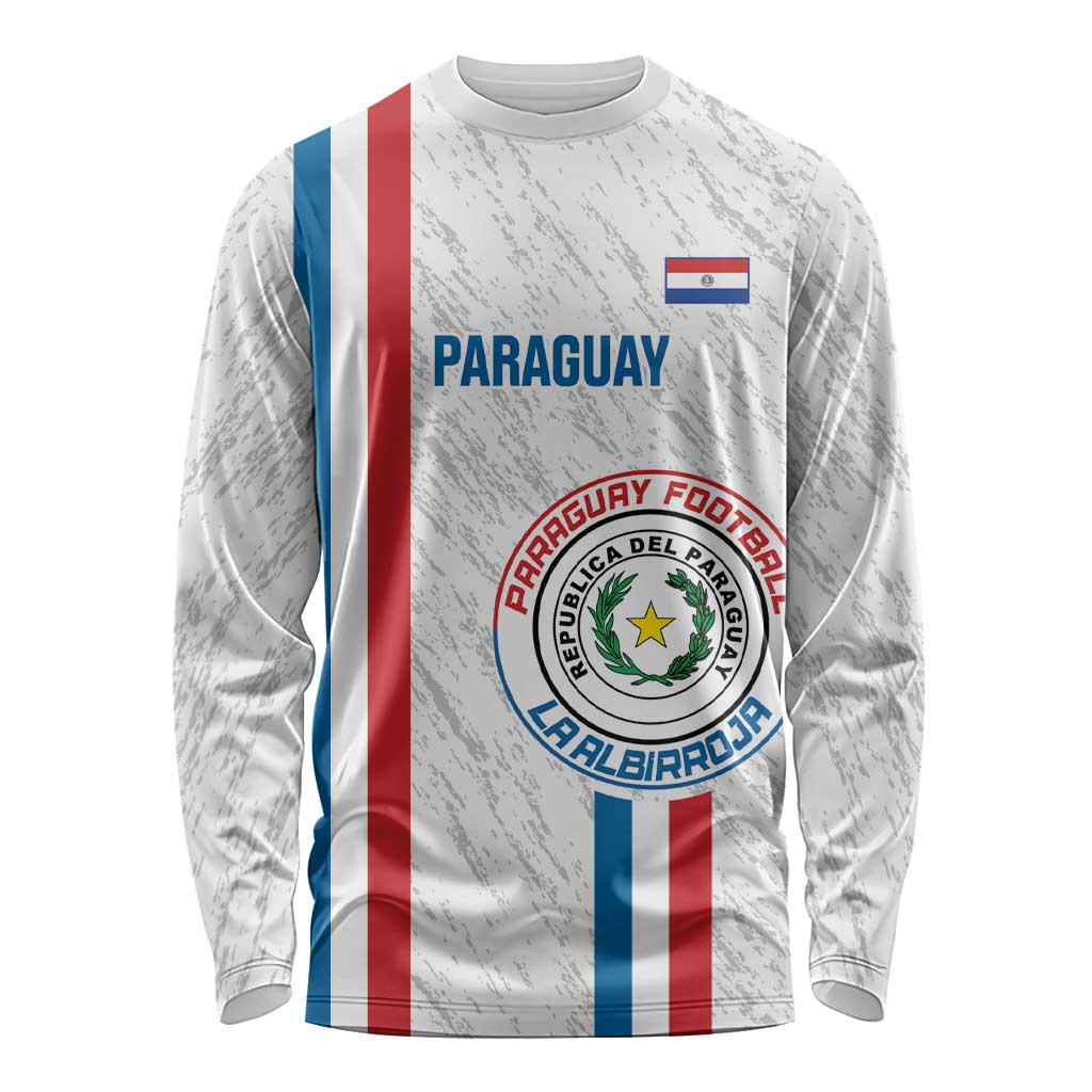 Custom Paraguay Football Long Sleeve Shirt Vamos Albirroja