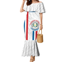 Custom Paraguay Football Mermaid Dress Vamos Albirroja