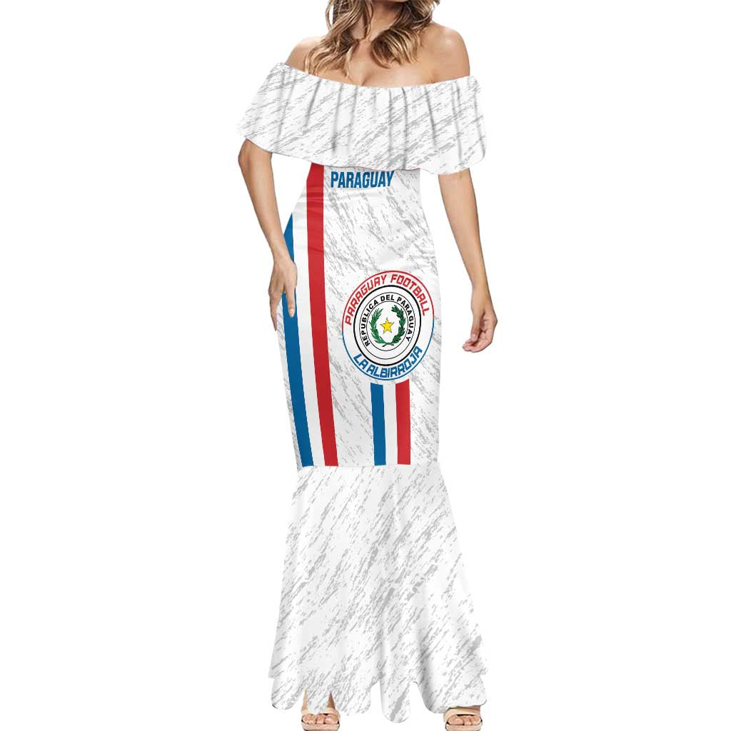 Custom Paraguay Football Mermaid Dress Vamos Albirroja