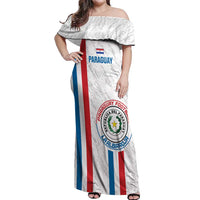 Custom Paraguay Football Off Shoulder Maxi Dress Vamos Albirroja