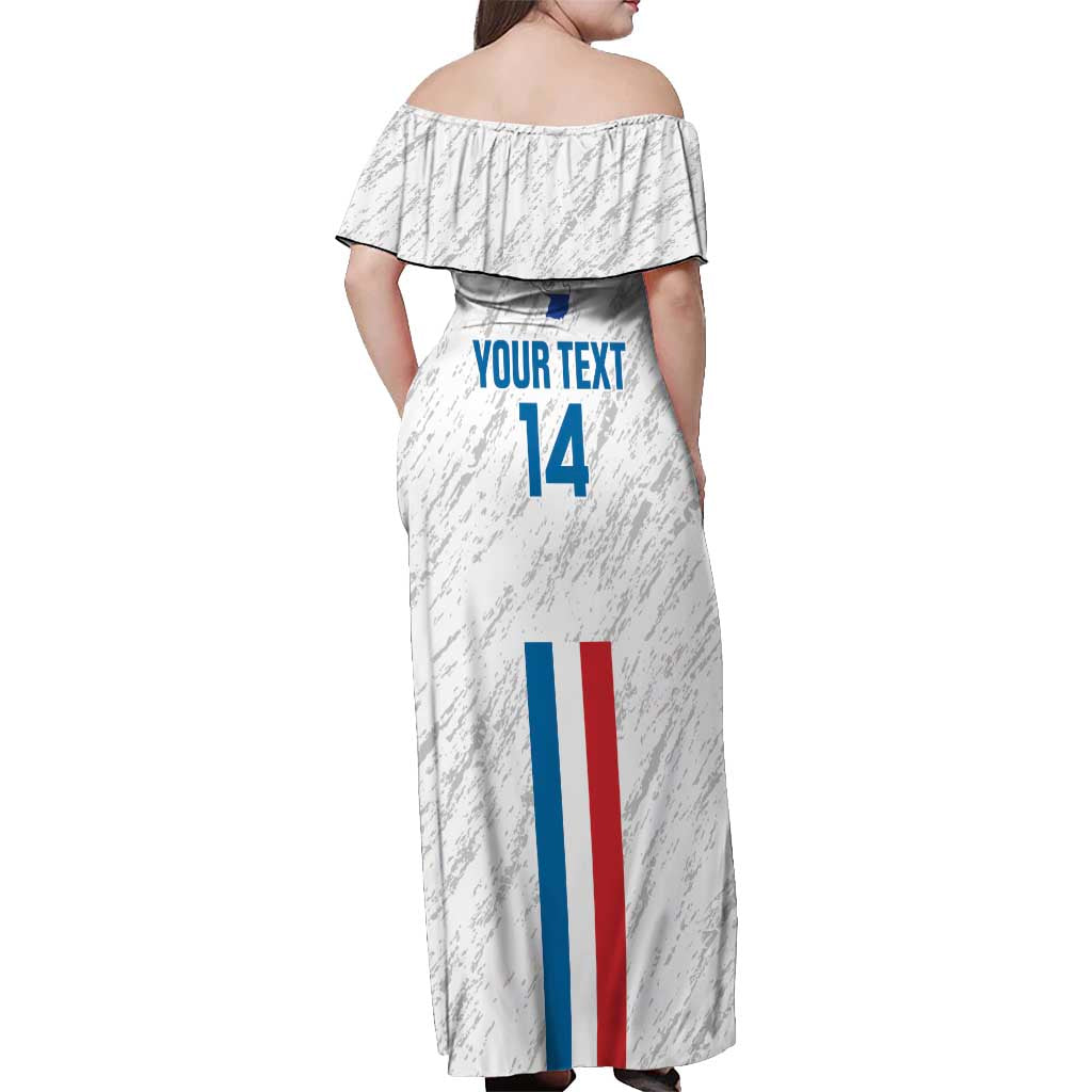 Custom Paraguay Football Off Shoulder Maxi Dress Vamos Albirroja