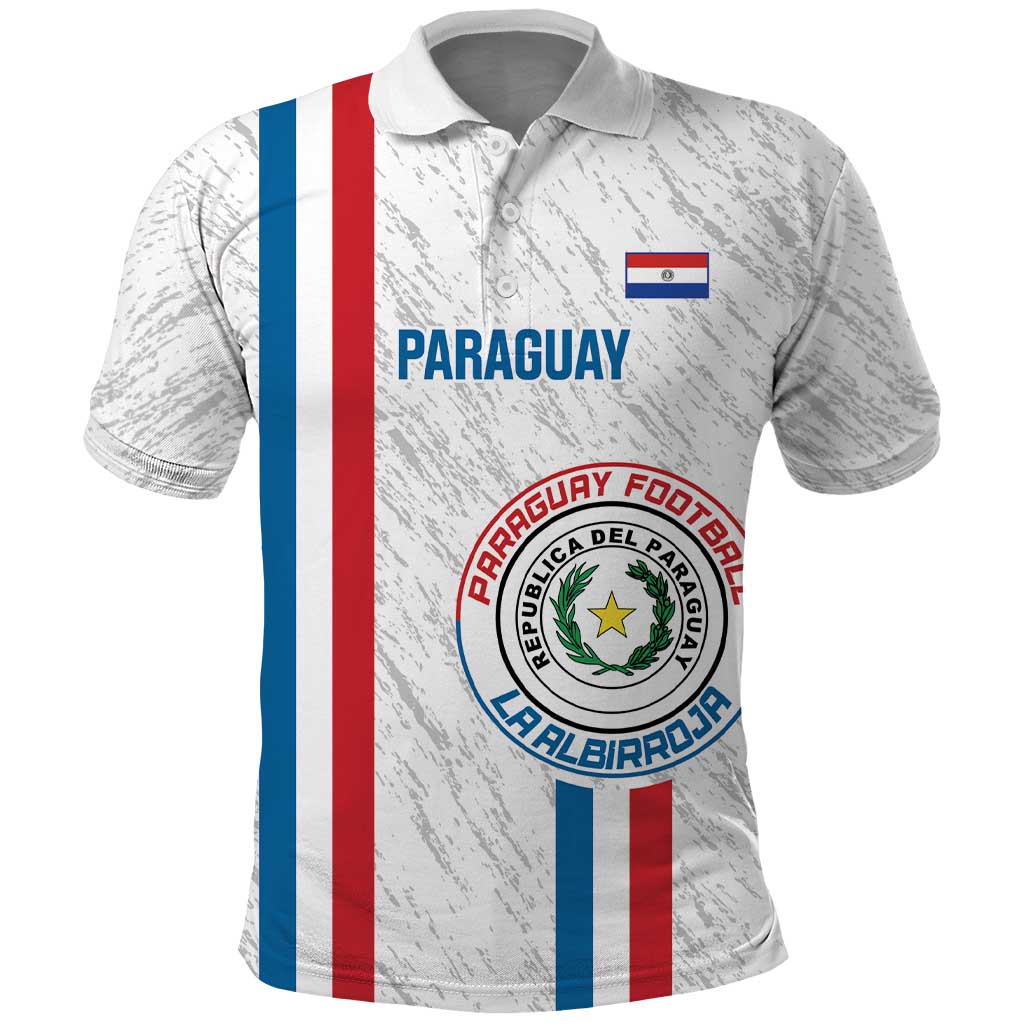 Custom Paraguay Football Polo Shirt Vamos Albirroja