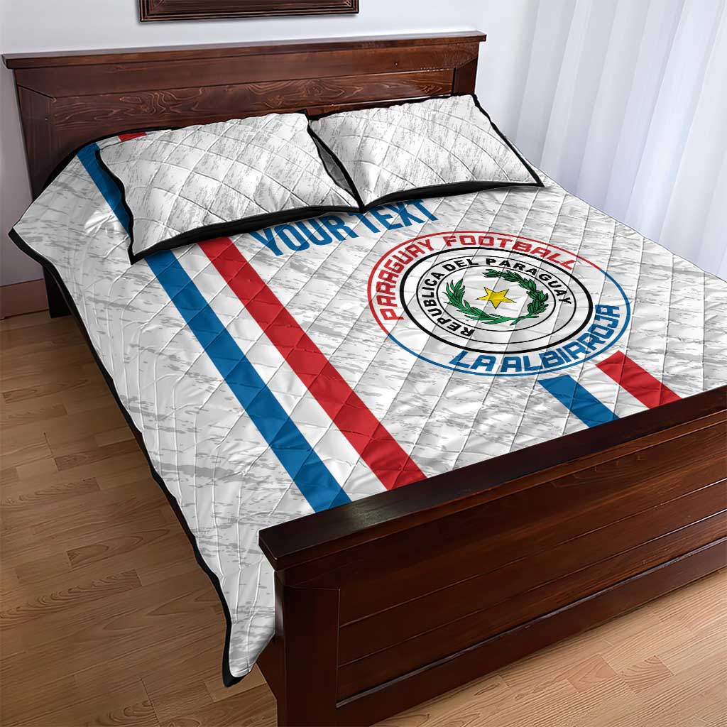 Custom Paraguay Football Quilt Bed Set Vamos Albirroja