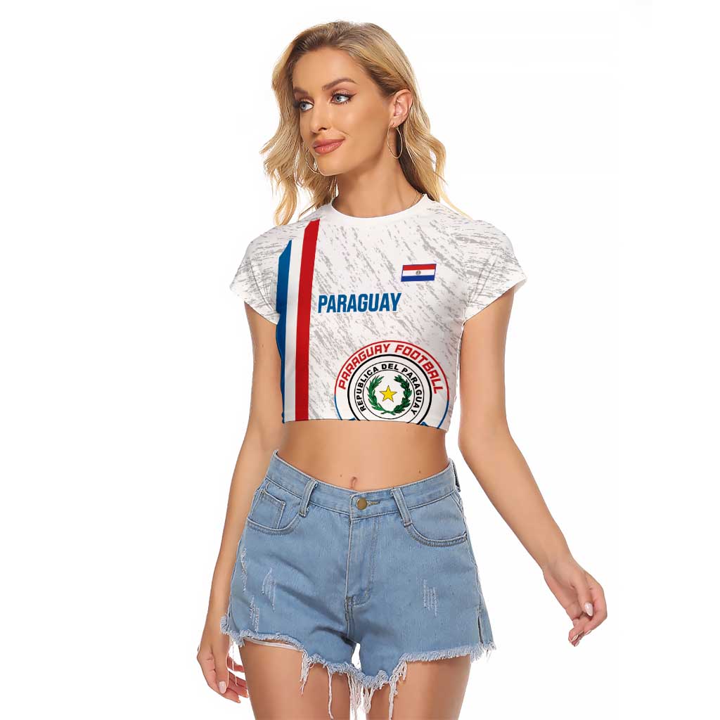 Custom Paraguay Football Raglan Cropped T Shirt Vamos Albirroja