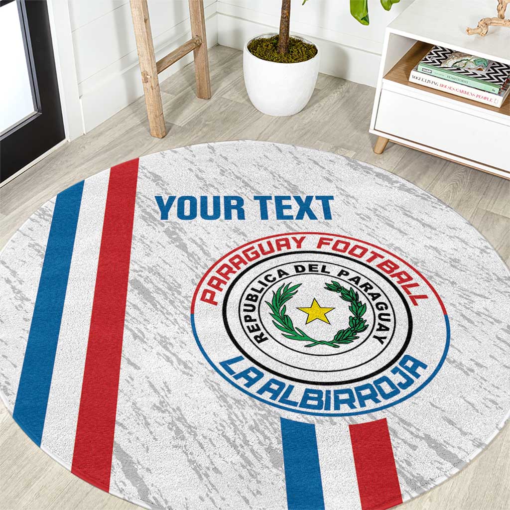 Custom Paraguay Football Round Carpet Vamos Albirroja