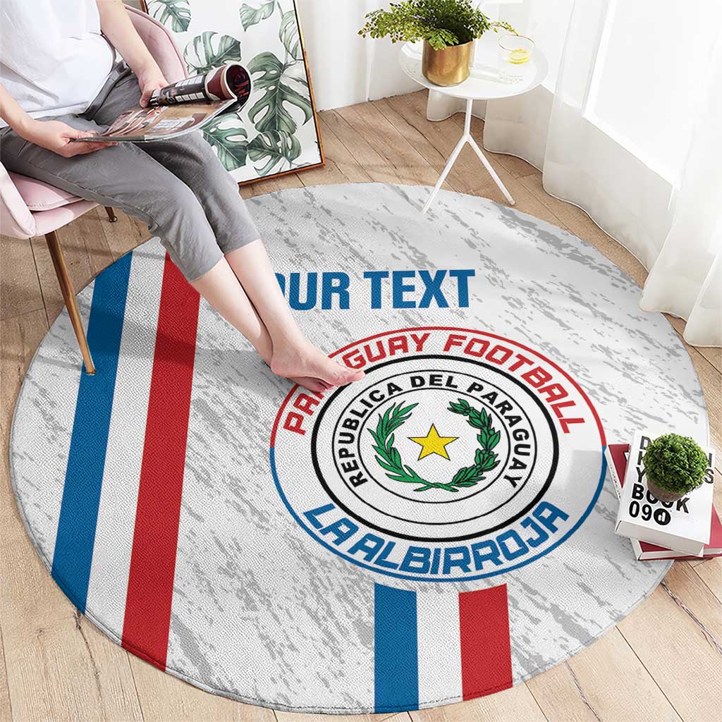Custom Paraguay Football Round Carpet Vamos Albirroja