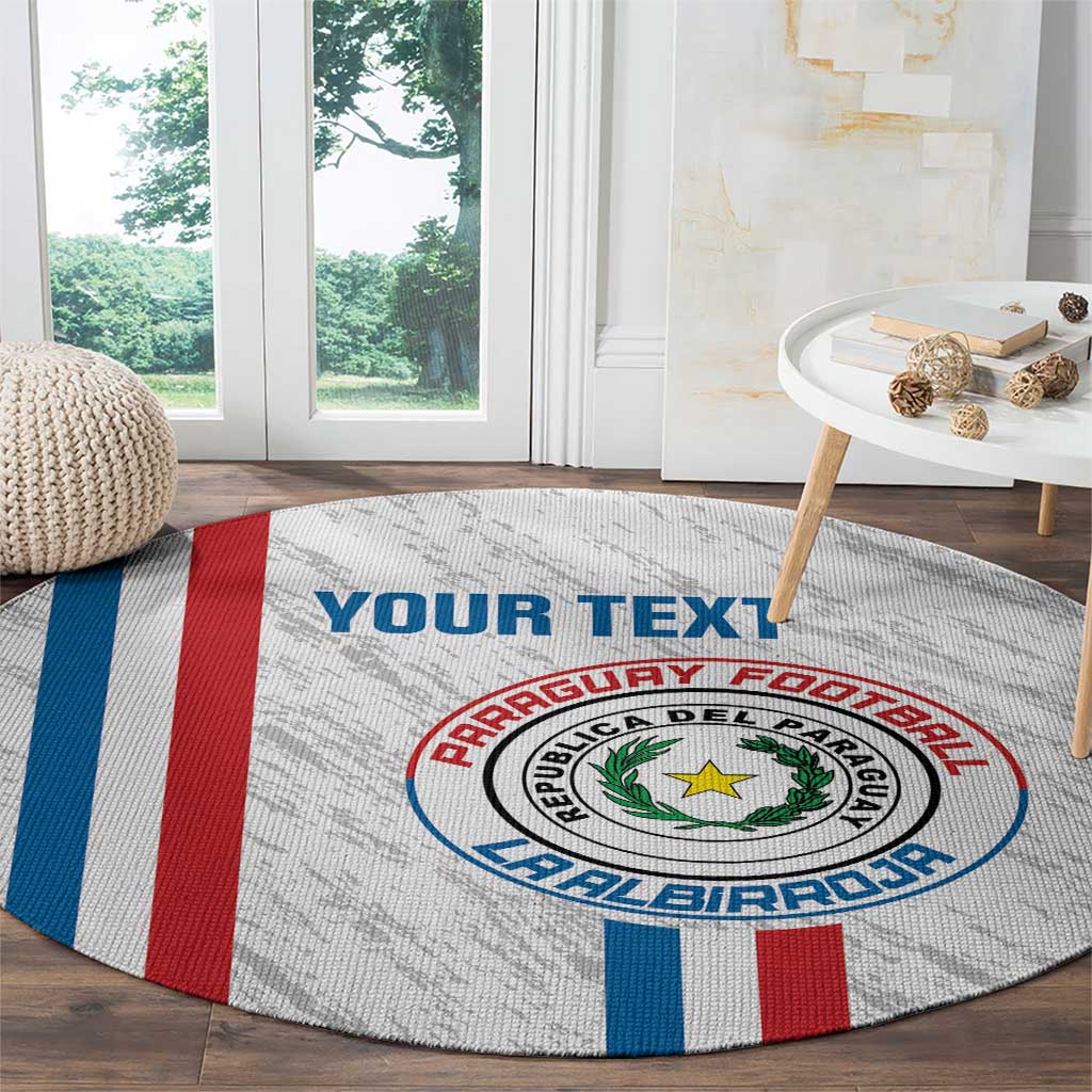 Custom Paraguay Football Round Carpet Vamos Albirroja