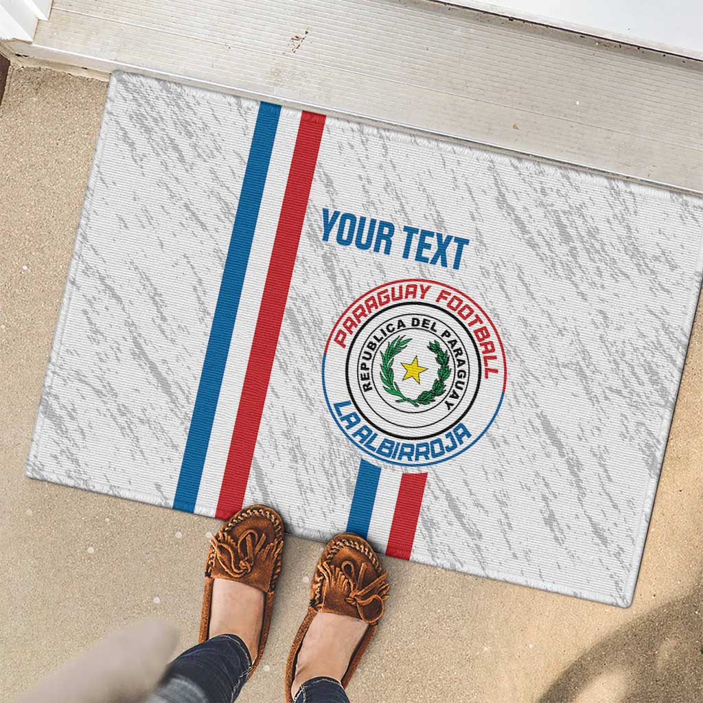 Custom Paraguay Football Rubber Doormat Vamos Albirroja