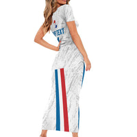 Custom Paraguay Football Short Sleeve Bodycon Dress Vamos Albirroja